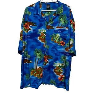 Walnut Creek Men's Tropical Blue Green Aruba‎ Short Sleeve Button Front Size XXL